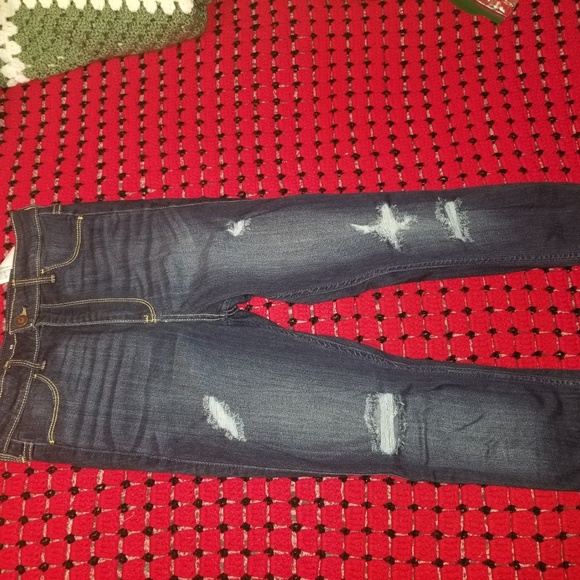 High rise super skinny dark wash distressed - Picture 3 of 5
